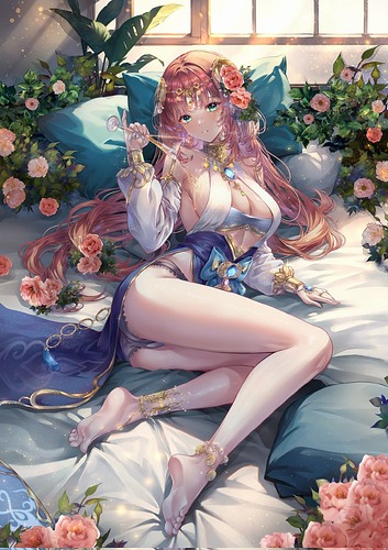 yande.re 1212003 genshin_impact horns miyu_(miyulein) nilou no_bra pantsu skirt_lift thong